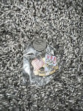 U.S.A. 2001 Team Partner Olympic Flag and American Flag Pin Brand New
