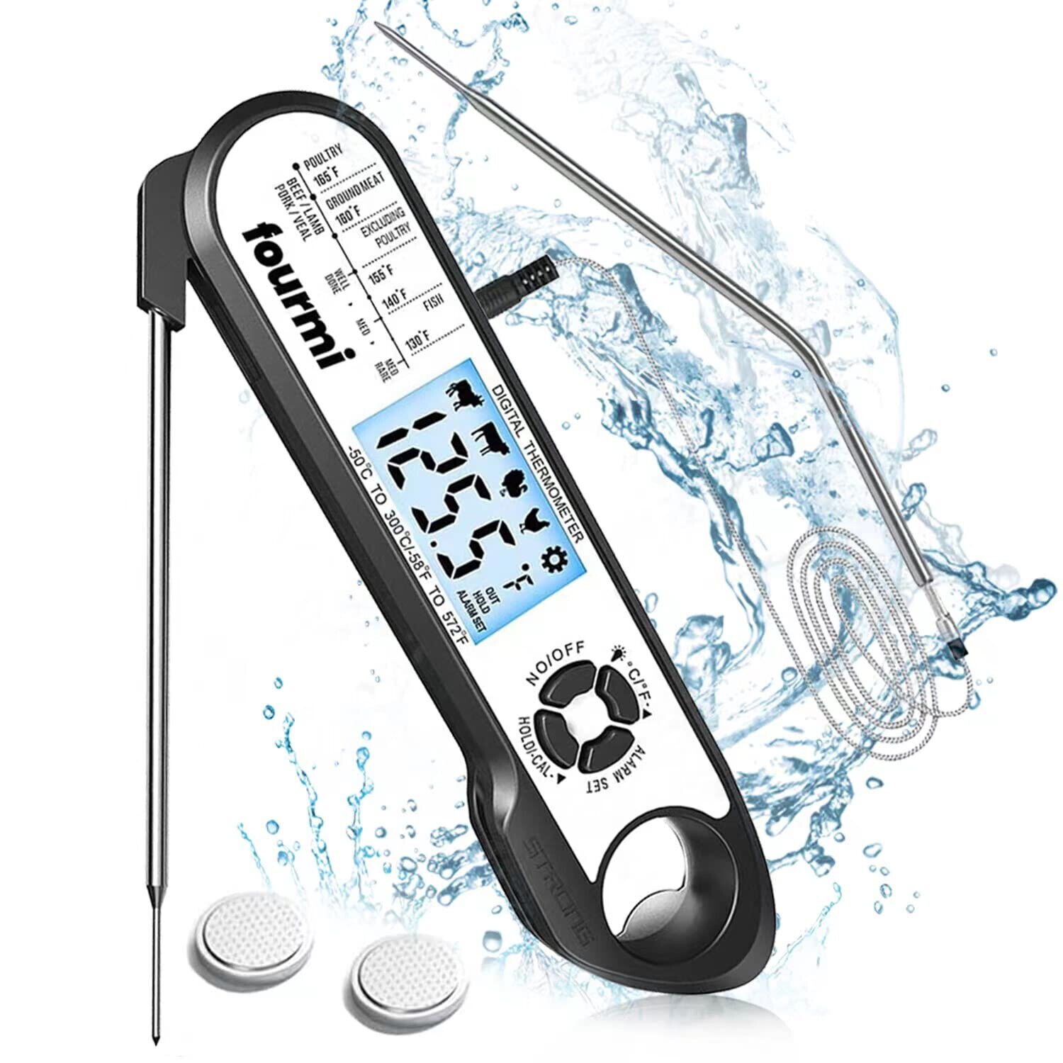 Meat Thermometer Instant Read Digital Kitchen Grill Cooking BBQ Baking Food US-image