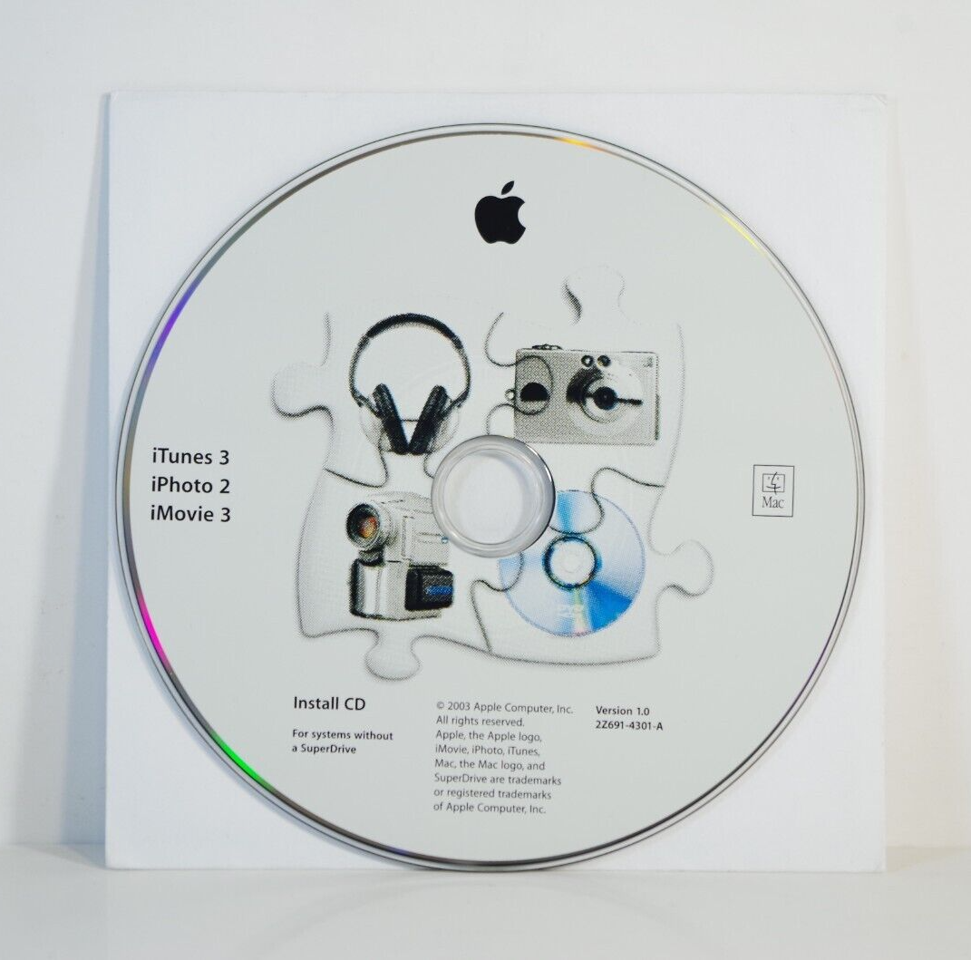 Apple - iTunes 3/iPhoto 2/iMovie 3 Installation Disc (Disc
