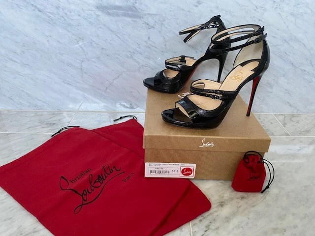 CHRISTIAN LOUBOUTIN Sotto Sopra Patent Red Sole Sandal HEELS sz 38.5 | eBay