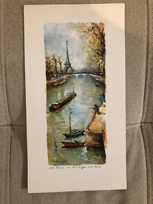 Vintage Delarue Paris Lithograph Eiffel Tower Print 545 6  x 11 