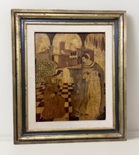 🌈  Vecchia Tavola fine tarsia   “L' Annunciazione “ 72x64 cm