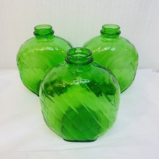 3 Vintage Green Ribbed Duraglas Bottles Jars PAT. PENDING 1 Marked E 1414