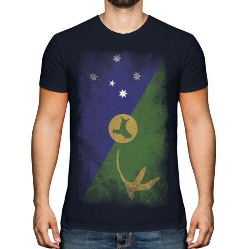 Navidad Island Bandera Desteñida Hombre Camiseta Top Regalo de Fútbol Ropa