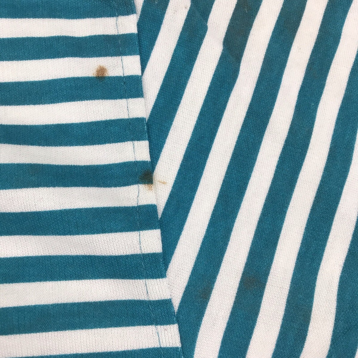 Holiday Shirt Womens Medium (10-12) Teal Blue Striped Short