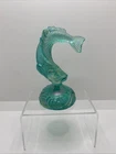 Fenton Art Glass Mint Green Opalescent Jumping Fish Figurine Iridescent 5"