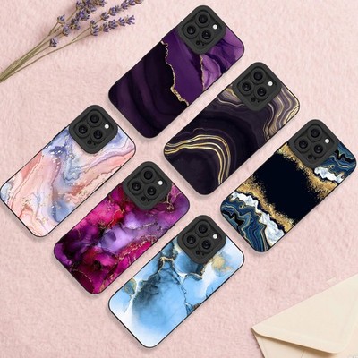 For iPhone 16e 17 Pro Samsung S24 S23 S25 Edge Tough TPU Phone Case Marble Cover