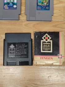 NES Lot Of 7 Games & Game Genie - Beetle Juice, Mario Duck Hunt, Jaws, Tetris 