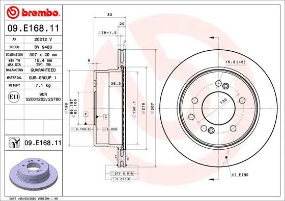 2x BRAKE DISC 09.E168.11 FOR SSANGYONG RODIUS/II/VAN D22DTR 2.2L D20DTR 2.0L - Image 2 of 4