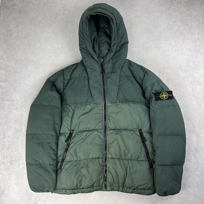 Stone Island Crinkle Reps Daunen Puffer Jacke 2XL Mantel Grün 5348