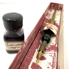 Vintage Murano Glass Green Dip Pen with Ink Calligraphy                      Q18