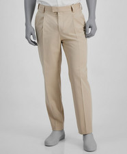 Hugo Boss Men's Beige Modern-Fit Pleated-Front Dress Pants Size 34R