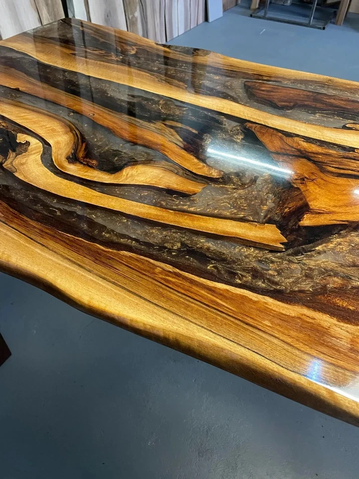 Large Chocolate Walnut Dining Table | Custom Epoxy Resin Table Top | Handmade Li - Image 4 of 4