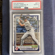 2024 Bowman Chrome Prospects GEORGE LOMBARD JR #BP -79 1st RC PSA 10 GEM MINT