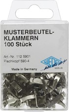 Wedo 1125901 Musterbeutelklammern (Flachkopf 590-4 in SB-Klarsichtdose, 100