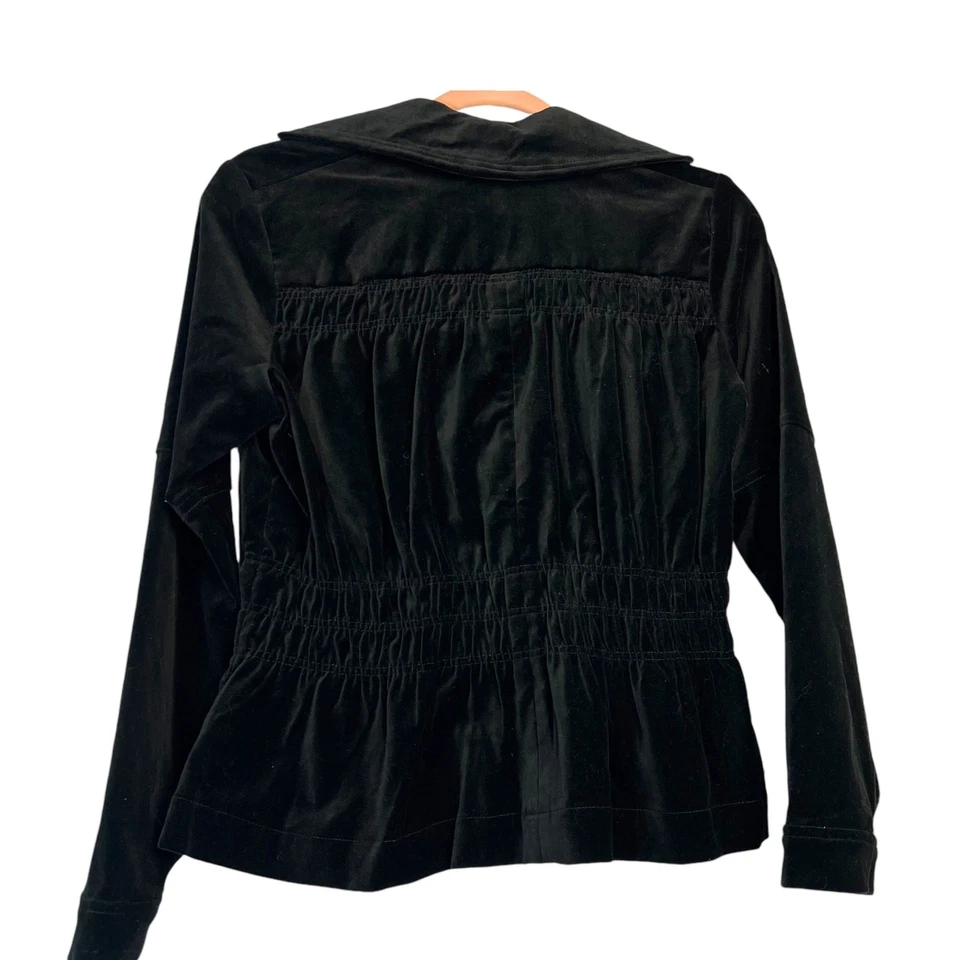 Blazer Negro Terciopelo Cintura Ajustada Yugo Botón Delantero JOAN RIVERS XXS Glam Gótico Foto 3 de 4