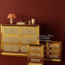 Comò Moderno Specchiato oro con Cristalli Swarovski – CBFD16FMB