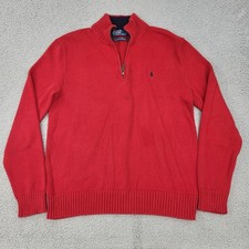Polo Ralph Lauren 1/4 Zip Sweater Mens Medium Red Pony Pullover