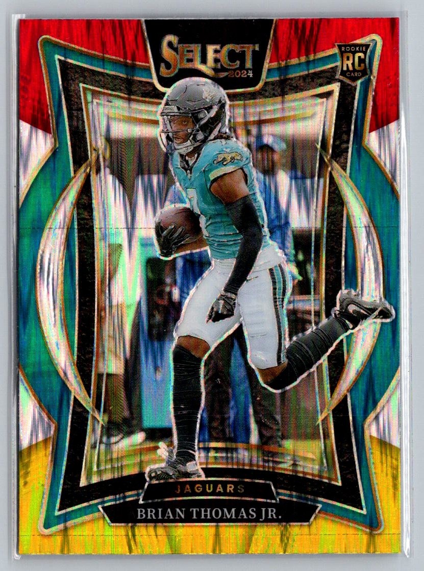 2024 Panini Select #91 Brian Thomas Jr. Red & Yellow Prizm Shock