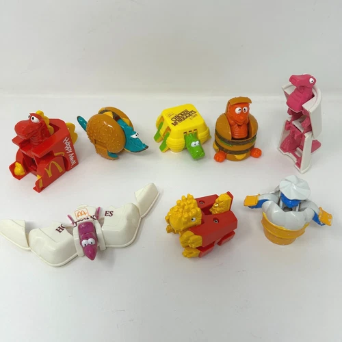 1990 100% COMPLETE SET all 8 base toys Changeables Mcdonalds mcdinos 1990s food