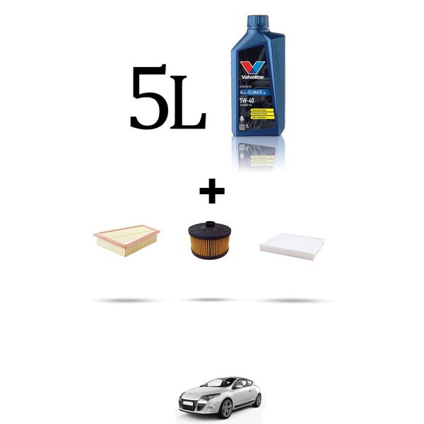 Hoffcar Wartungsset 3 Filter Und 5L ÖL FüR Renault Megane Iii 1.2 Tce 97KW-image