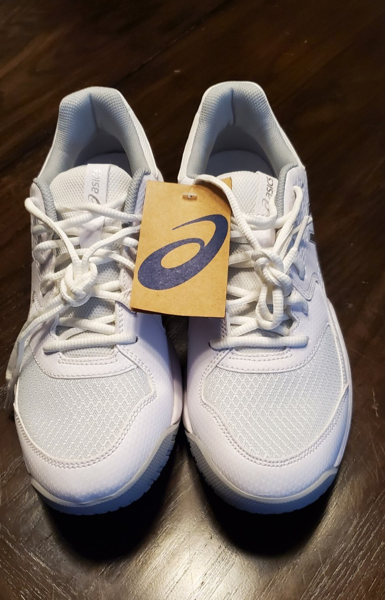 Asics Woman's Gel Dedicate 8 tennis court shoes White and pure silver Size 12 thumbnail 2