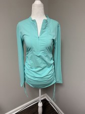 Athleta Ruched Blue Rashguard Women s Medium Swim Long Sleeve