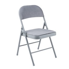 Metal Frame Foldable Chair Velvet Padded Chair for Kitchen Garden Office