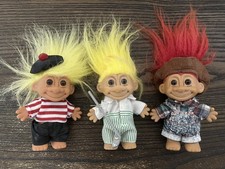 Vintage 5" Lot of 3 Russ Trolls - French, Golf, Farmer/Overalls