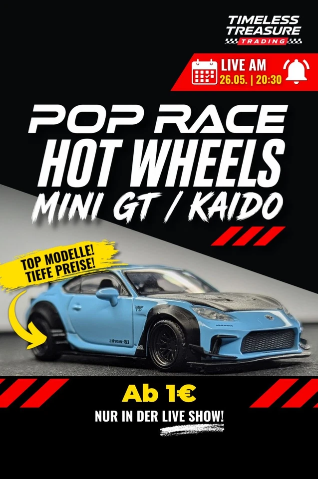 Hot Wheels, Kaido, Pop Race🔥 Jetzt Live AB 1€💥 - Modelcar Tuesday