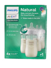 Philips Avent Natural Response 3-6 Months 4 Glass Baby Bottles 8 oz