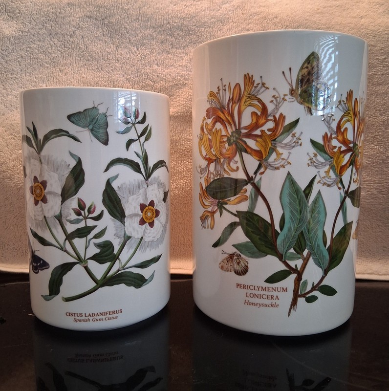 2 PORTMEIRION Botanic Garden 8" & 7" Storage Canister Old England Mark