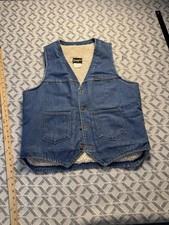 VTG 80s Wrangler Denim Vest with Sherpa Lining Made In USA Large Western
