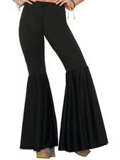 Adults Womens 60s 70s Black Hippie Costume Pants
