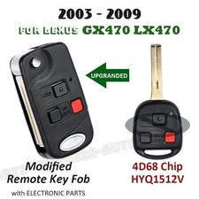 Hyq1512v -4d68 Chip For Lexus Gx470 Lx470 2003-2009 Upgraded Flip Remote Key Fob Hyq1512v -4d68 Chip For Lexus Gx470 Lx470 2003-2009 Upgraded Flip Remote Key Fob