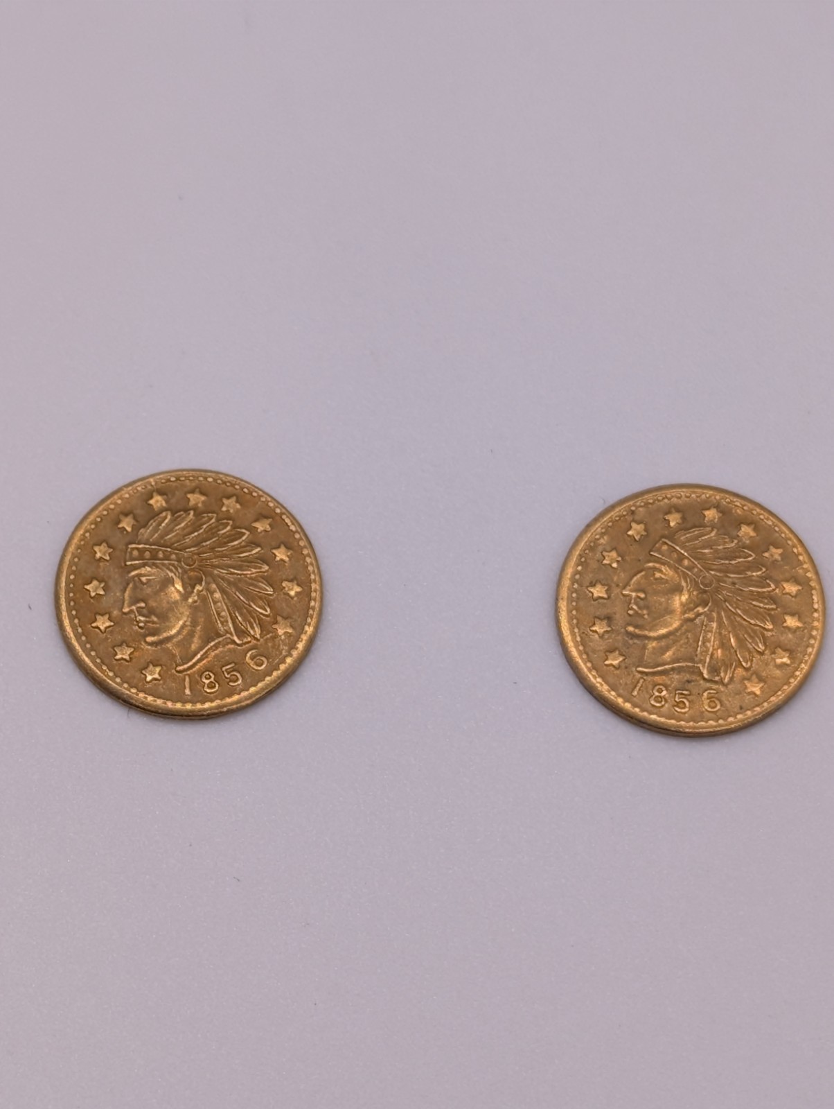 1856 Cali Fractional Indian Wreath Gold Lot of 2