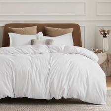 Duvet Cover Set Brushed Fabric 3 Pcs Solid King Size White -