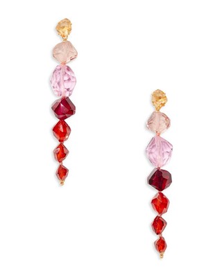 Kate Spade W1206 Treasure Trove Pink Multi Mixed Stone Linear Drop Earrings