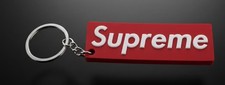 Supreme Logo Keychain Key Ring Red Silver Metal Plastic Unisex
