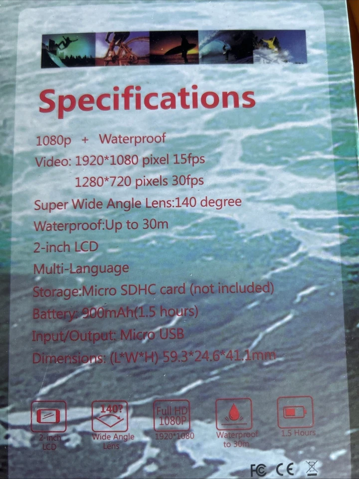 1080P HD Action Camera 30M Waterproof Camcorders Sport DVR. - Image 2 of 4