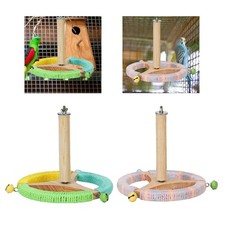 Bird Perch Stand Bird Rotating Perch Interactive Sturdy Wooden Exercise Wheel