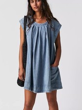 Free People Marcel Denim Mini Dress Size M Lakeside
