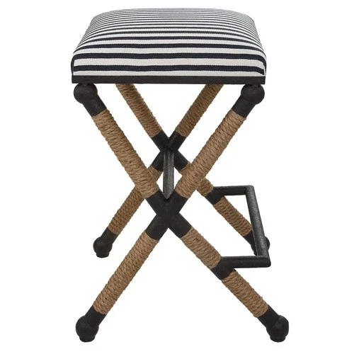 Uttermost 23711 Braddock 19"W Counter Stool - Navy Blue / Cream - Picture 7 of 10
