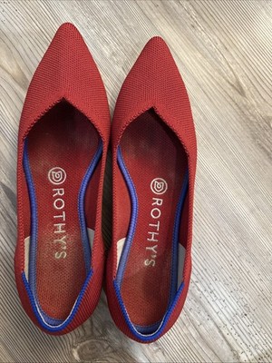Rothy's The Point Chili Ballet Flats Women Red Pointed Toe Slip On-Size W7