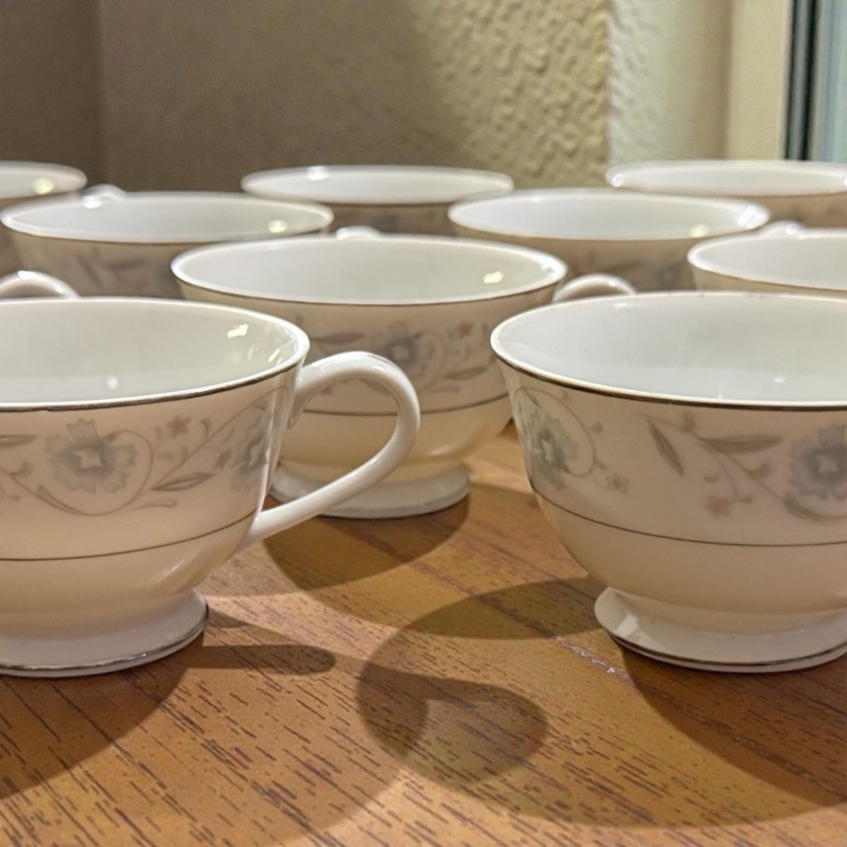 8 Vintage English Garden Fine China Of Japan Footed Tea/Coffee