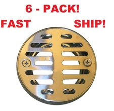 LASCO 03-1243 3-1/4-Inch with 2 Screws Shower Drain Grate, Chrome Plated 6 PACK