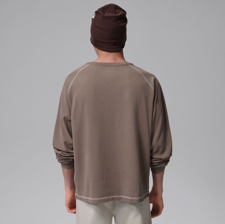 Nike Jordan Flight Men's Heavyweight Long-Sleeve Top Olive Grey Sail IF1829-040 thumbnail 2