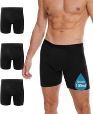 3 Incontinence Underwear 100ML Absorbent Cotton Washable Leak-Proof Boxer brief