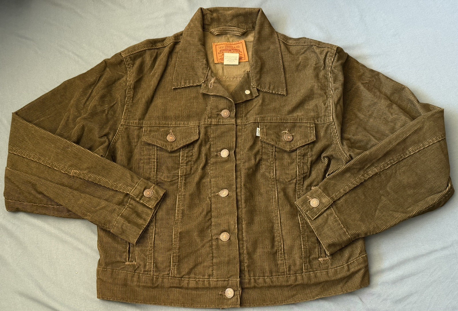 90s Vintage Green Levi’s Corduroy Type III Trucker Jacket Size: M Made In USA