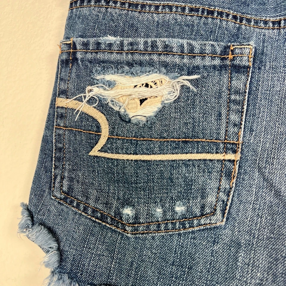 American Eagle Outfitters High Rise Festival Cut Off Lace Denim Shorts 6 - Image 4 of 4